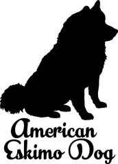 American Eskimo dog silhouette, dog, dog breeds, logo, vector, love me love my dog, silhouette, i love my dog, animal, illustration, icon, sign, design, black, symbol, pet, love
