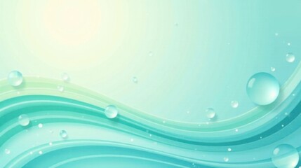 Serene Aqua Waves with Glistening Water Droplets Background