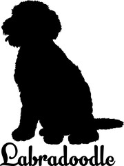 Labradoodle dog silhouette, dog, dog breeds, logo, vector, love me love my dog, silhouette, i love my dog, animal, illustration, icon, sign, design, black, symbol, pet, love
