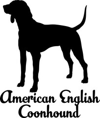 American English Coonhound dog silhouette, dog, dog breeds, logo, vector, love me love my dog, silhouette, i love my dog, animal, illustration, icon, sign, design, black, symbol, pet, love


