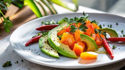 Delicious Avocado and Tomato Salad with Chili Peppers a vibrant and healthy meal