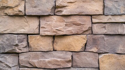 A rugged exposed stone wall with uneven rocks and natural earthy tones