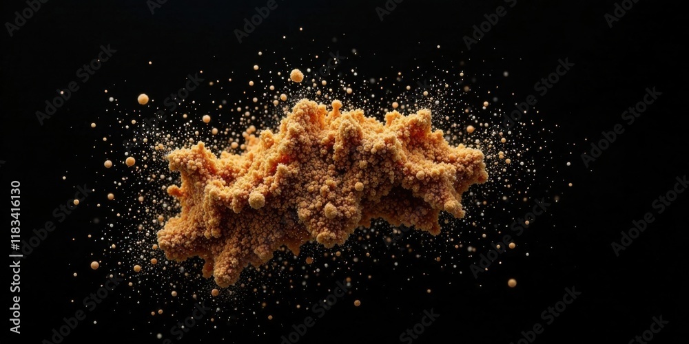 Aufkleber abstract orange particle cloud burst against black background