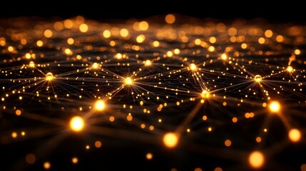 Fototapeta premium Illustration of a quantum computer, with glowing qubits and interconnecting beams of light, symbolizing the power of quantum computing to solve complex problems