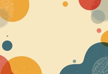 Abstract Retro Design with Colorful Circles and Shapes in Beige, Yellow, Blue, and Red for Engaging Banners, Posters, and Flyers