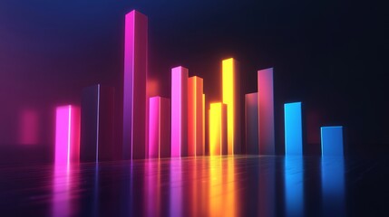 Fototapeta premium A realistic bar graph with glowing upward trend 