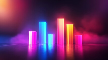 Fototapeta premium A realistic bar graph with glowing upward trend 