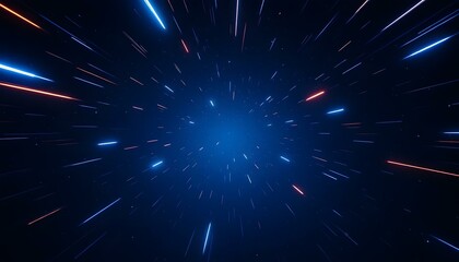 Fototapeta premium A cosmic scene featuring a dark space background filled with stars and vibrant streams of light trails