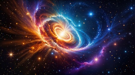 Vibrant Galactic Swirl with Radiant Colors and Luminous Cosmic Energy