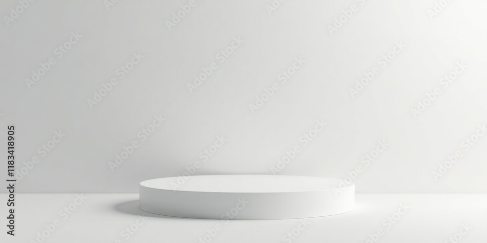 Aufkleber Minimalist White Circular Platform on a Plain Background for Product Display