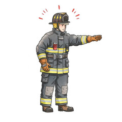 Fototapeta premium Firefighter Responding to Emergency Call Urban Street Illustration Daytime Action Scene Heroic Concept