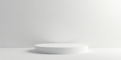 Minimalist White Circular Platform on a Plain Background for Product Display