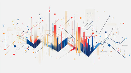 Abstract white background with Colorful charts and graphs with statistics to innovative analyze business potential and forecast future development of companies growth.