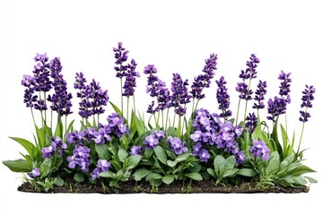 Naklejka premium Purple spring flower bed flowers lavender garden.