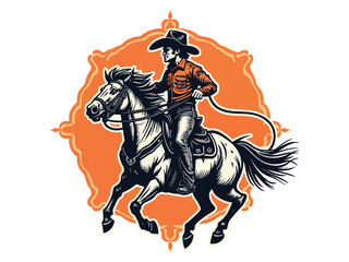 Cowboy western wild west cowboy desert illustration design