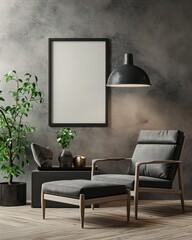 Modern Interior Design Concept: Empty Frame Mockup in Stylish Living Room