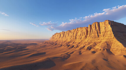 Fototapeta premium stunning desert landscape featuring dramatic cliffs and golden sands, showcasing beauty of nature formations