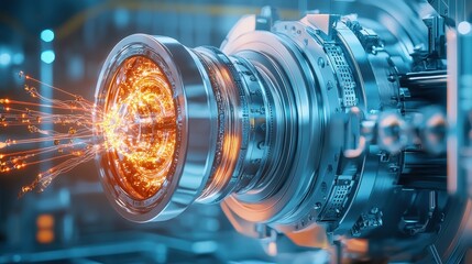 Render the inner workings of a particle accelerator generating high-energy collisions, A quantum particle accelerator generating a high-energy collision