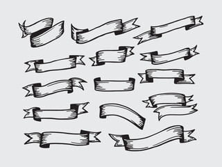 Black line art .icon and graphic ribbon vector