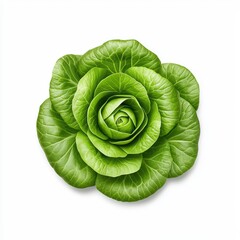 Obraz premium Fresh Green Lettuce Head Isolated on White Background