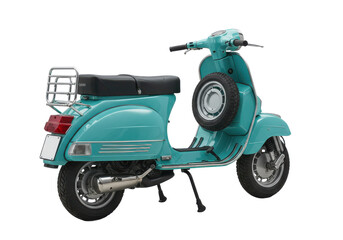 Vintage scooter isolated on white background, no depth of field, sharp.