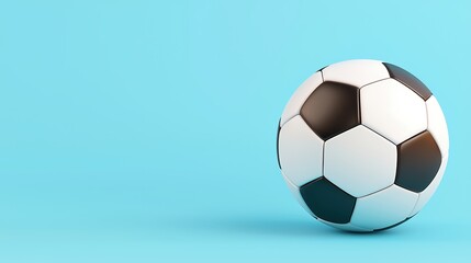 Obraz premium Classic Soccer Ball on Plain Blue Background for Sports Themes