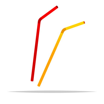 Bent plastic straw vector isolated illustration