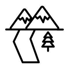 Mountain Stream Vector Line Icon Design