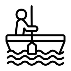 Canoeing Vector Line Icon Design