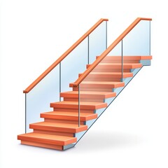 Elegant Wooden Stairs with Glass Railing in Modern Interior Design