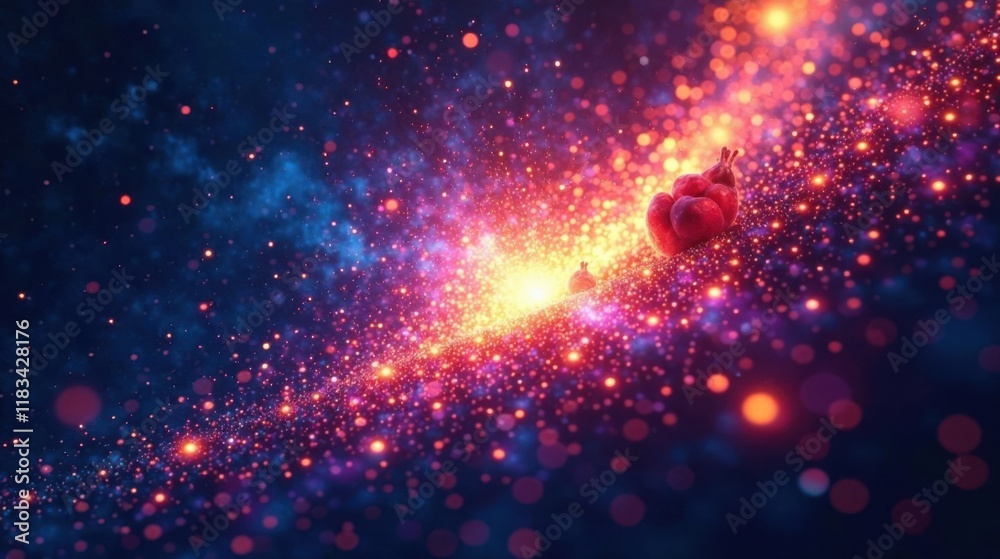 Aufkleber cosmic fruit on a glittering path of light and color