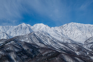 Fototapeta premium 雪の北アルプス 白馬三山 長野県白馬村
