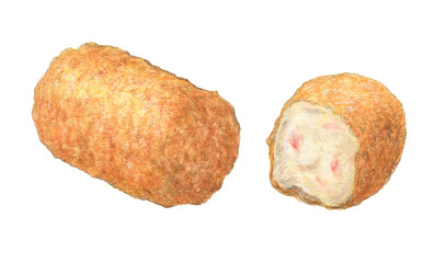 カニクリームコロッケ　手描き　水彩