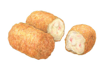 カニクリームコロッケ　手描き　水彩