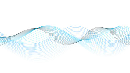 Transparent light blue waves. Abstract blue transparent flow lines.