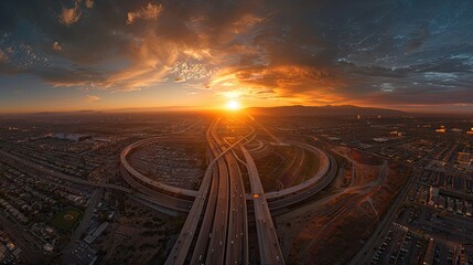 Fototapeta premium the city of LA panoramic aerial view professional photograph at sunset 