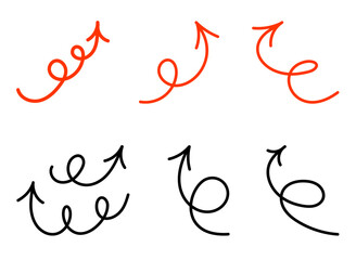 Fototapeta premium 手描き風のベクターペンで描かれた赤と黒の多様な矢印セット