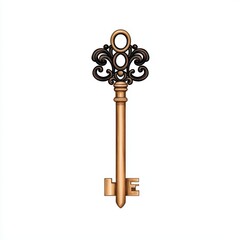 Obraz premium Vintage Ornate Key with Intricate Swirl Design and Rustic Finish