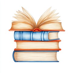 Fototapeta premium Colorful Stack of Books with Open Pages Artwork for Education Theme