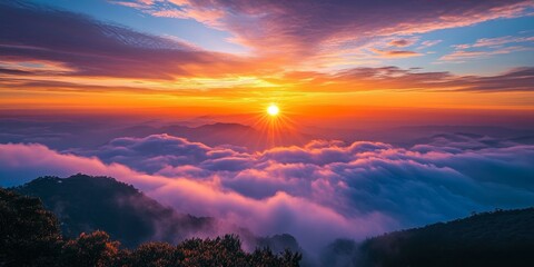 Stunning sunrise capturing the beauty of the sun rise as it illuminates the sky, creating a breathtaking view with vibrant colors during this magical sun rise moment.