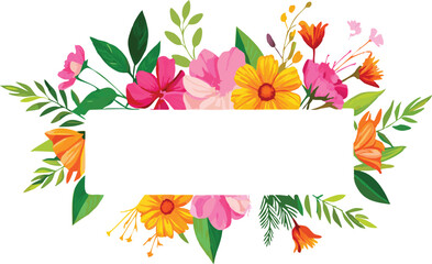 Fototapeta premium Watercolor Floral Border with Pink and Blue Flowers