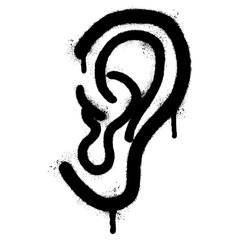 Spray Painted Graffiti ear icon isolated on white background. vector illustration.