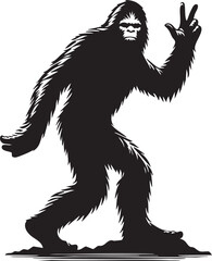 Silhouette of a Bigfoot Vector Icon on White Background
