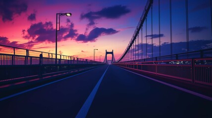 Obraz premium 日の出前のきれいな空と橋
