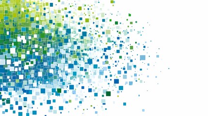 Abstract Gradient Mosaic Background with Colorful Square Patterns in Shades of Blue and Green Creating a Dynamic and Modern Digital Aesthetic for Various Design Applications