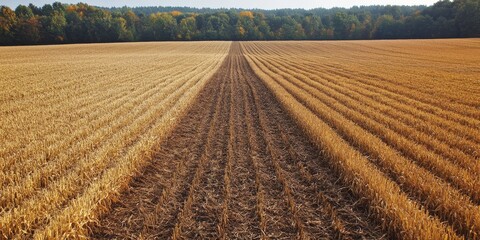 Stubble field left after harvesting grain, showcasing a stubble field that highlights the transition from a lush crop to an open agricultural landscape, emphasizing the stubble field s unique texture.
