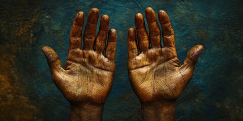 Human hands are raised with open palms in a gesture of worship, symbolizing devotion and reverence. These open palms reflect the spirit of worship and connection to a higher power.