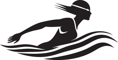 Athlete Swimming Silhouette Vector Art
