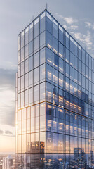 Stunning Modern Architectural Marvel with Glass Facade Reflecting Cityscape