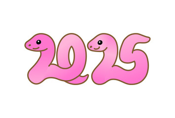 西暦2025年の巳年の蛇のカラーイラスト
